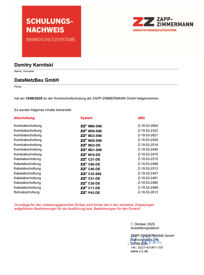 Protection incendie (ZAPP-ZIMMERMANN)