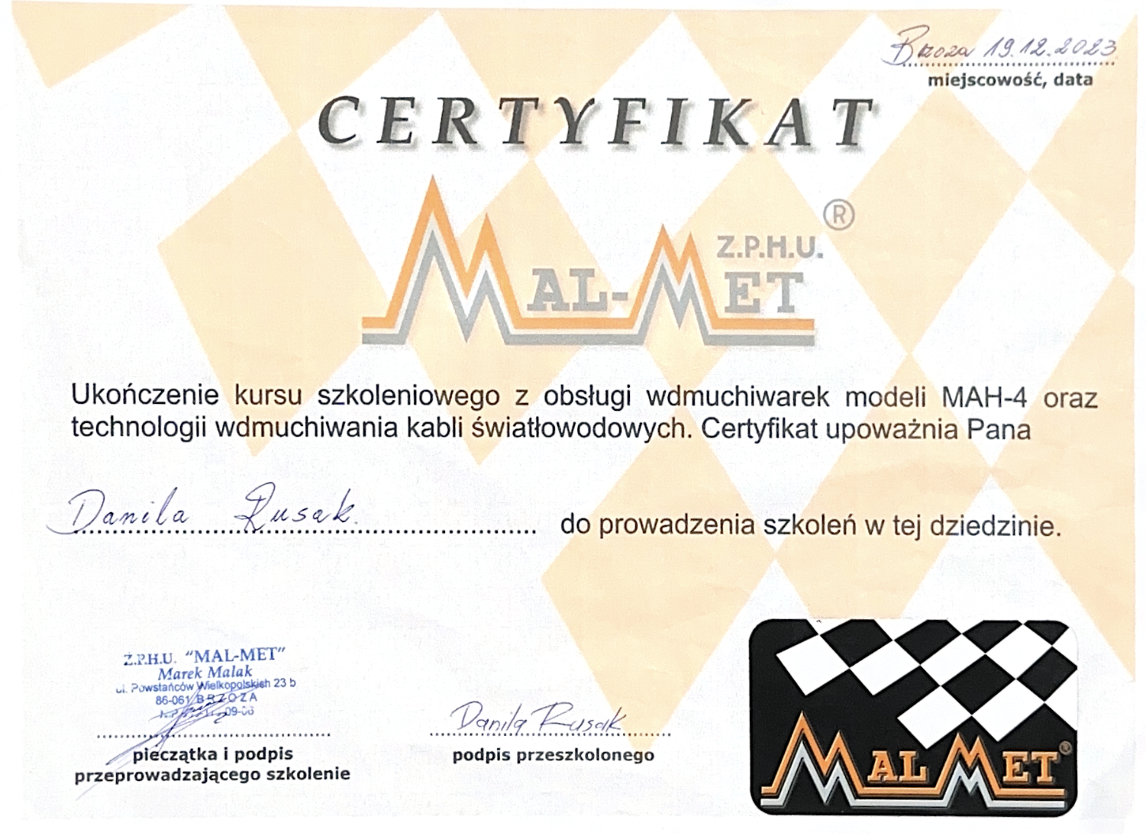 Technique de soufflage MAH-4 (MAL-MET)